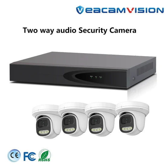 4CH 4MP Poe Security System NVR Kit CCTV Indoor Outd IP Camera H. 265 P2p Video Surveillance with Full Color Night Vision Two Way Audio