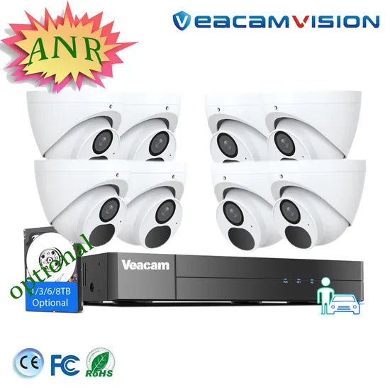 Dome Kits Home Security NVR 4K Poe Camera NVR Kits Anr IP67 Metal 120dB WDR Poe Mic Camera Recorder DVR WiFi 4G CCTV Video Conference Camera