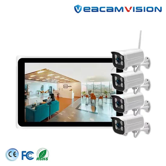 Tuya 1080P 2MP 4CH 8CH WiFi WiFi Camera Kits with 10.1" LCD Monitor NVR All in One