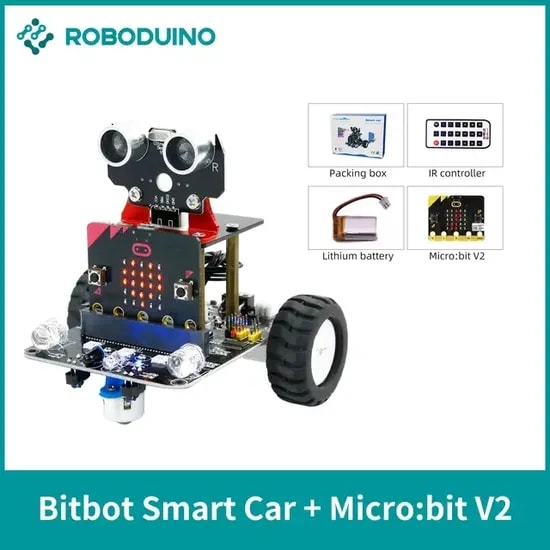 Microbit V2 Smart Robot Car DIY Electronic Automation Kits Stem Educational Sets for Kids Coding and Programming Learning