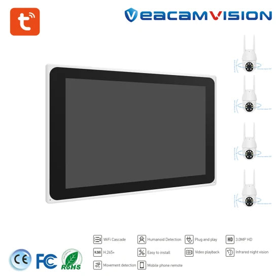 10" LCD WiFi PT Camera NVR Kits Flashlight DVR with Motion Detection