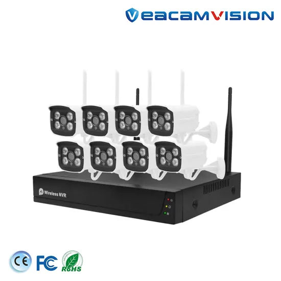 1080P 8CH WiFi Camera Kits with 10.1" LCD Monitor NVR Auto Day/Night Switch P2p Remote Viewing CCTV Factory WiFi Camera Sets Video Conference Camera