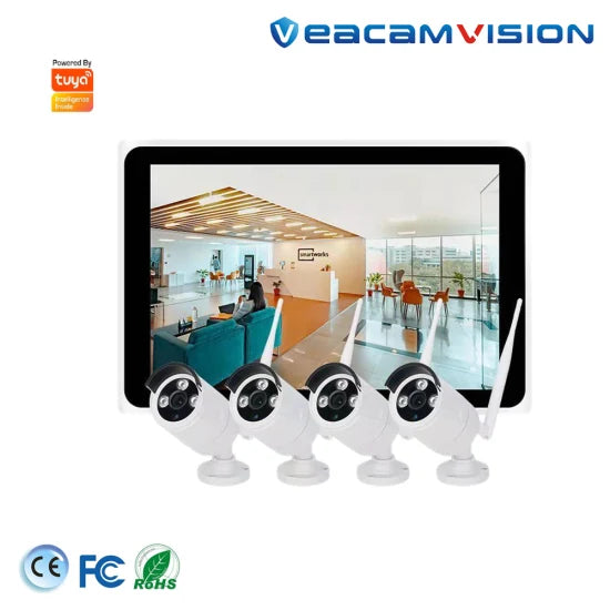 4CH 8CH 2MP WiFi Camera Kits with 10.1" LCD Monitor NVR WiFi Bullet Camera and WiFi NVR Kits Surveillance