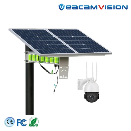 4G 80W 40ah LiFePO4 Solar System 2MP 5MP 20X PTZ Solar Camera Kits WiFi with Battery No Need Power Supply Solar Panel Kits for Farm Garden Park City Project