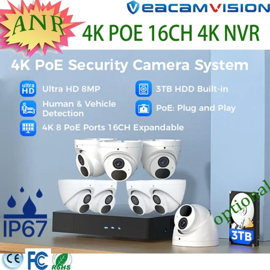4K Ultra HD IP67 Metal Dome Security Camera Kit