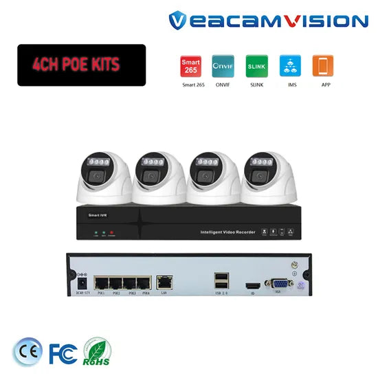 4MP Full Color IP Network Indoor Outdoor Home Security CCTV Set with Waterproof Poe CCTV Kit