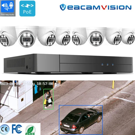 5MP Metal 8CH Poe 16CH 4K NVR WiFi 4G IP Recorder Poe Kits CCTV with Aduio Human Vehicle Detection