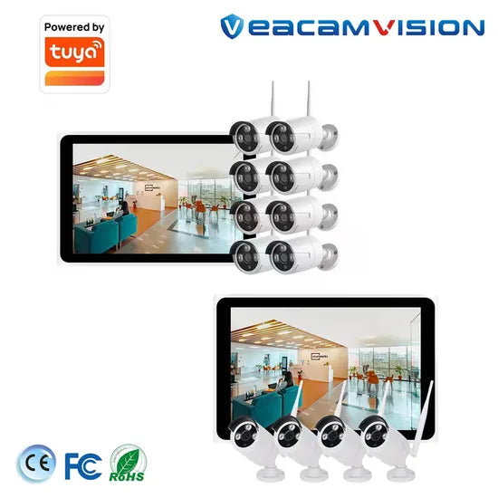 8CH 3MP Two-Way Audio WiFi Camera Kits with 10.1" LCD Monitor NVR CCTV WiFi Bullet Camera and NVR Kits 3MP WiFi Kits Best Wireless IP Camera