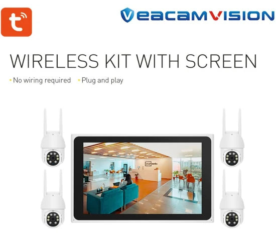 All in One Security System Mini WiFi Smart Security Video Surveillance CCTV Camera Kits with 10" LCD Screen