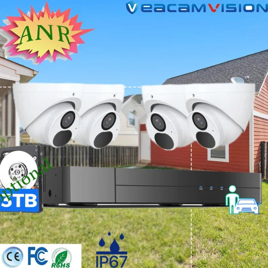 Dome NVR Kits Anr IP67 Metal 120dB WDR Poe Mic Camera Recorder DVR WiFi 4G CCTV WiFi Video Surveillance Kit with Two Way Audio