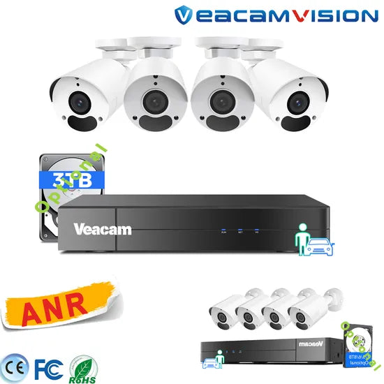 IP67 Anr 4K 8MP Metal 120dB WDR Built-in Poe Mic 4MP CCTV Camera Package with Waterproof IP Camera NVR Poe Kit CCTV