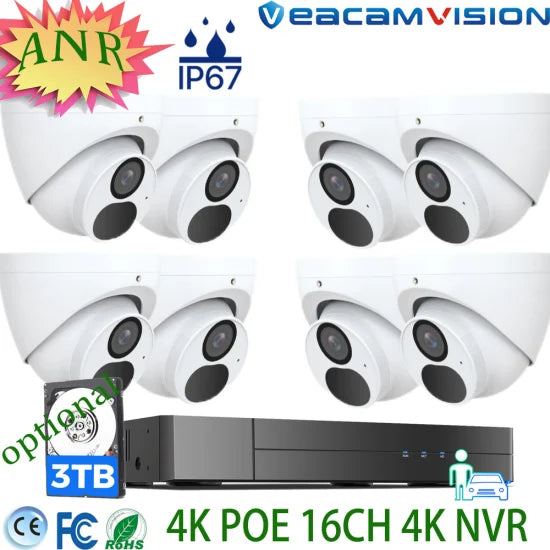 NVR Kits Anr IP67 120dB WDR Poe Mic Camera Recorder DVR WiFi 4G CCTV Video Kit for Remote Monitoring and Surveillance