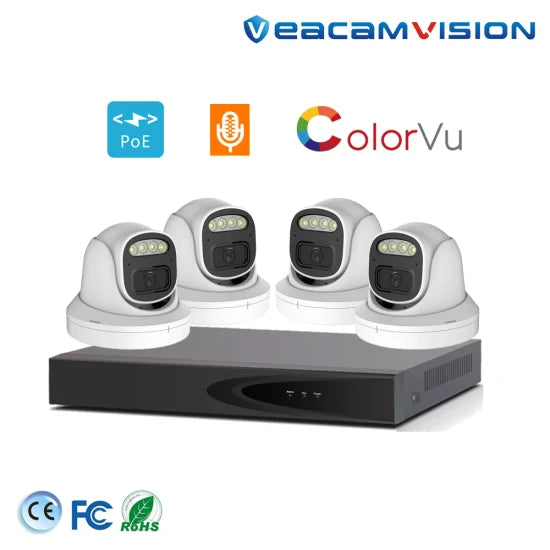 P6slite CCTV Kit 4MP Poe Camera and 4K 4CH Network Video Recorder Full Color Nightvision