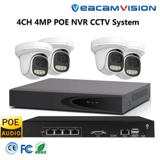 P6slite CCTV Kit with 4MP Waterproof IP Cameras Kit DVR NVR Poe WiFi 4G Home CCTV