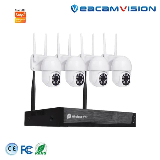 Plug and Play Smart Home Security WiFi Camera Kits 4CH 3MP WiFi PT Camera and NVR Kits
