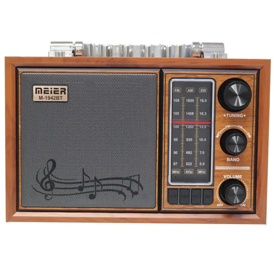 Portable 3 Band Am FM Sw, Consumer Electronics Electric Portable Audio Kit, Loud Volume, Wireless Connectivity, TF Card and MP3 Play Wood Productmeier M-1941BT