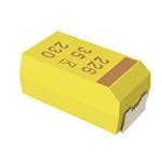 The T491A105K025AT capacitor offers 25 V and supports ±10%.