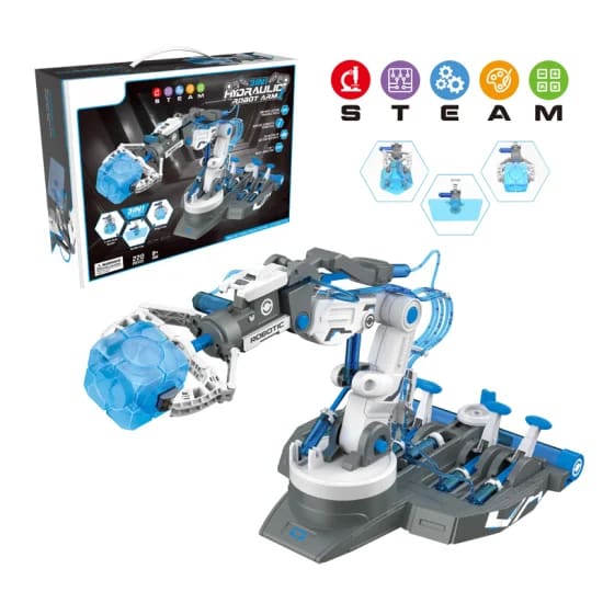 220PCS 3-in-1 Steam Self Assembly Hydraulic Manipulator Kids Hydro Mechanical Hand Claw Machine Toy Educational DIY Robotic Arm