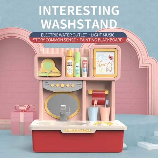 Tombotoys Whoesale Electric Circulating Water Washstand Toys Kids Educational Wash Basin Table with Music and Light Multifunctional Baby Kids Pretend Play Toy