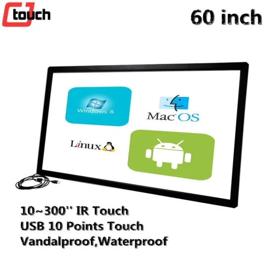 IR Touch Frame 60 Inch Educational Interactive Openframe LCD Monitor Infrared Touch Screen Overlay Kit Transparent Cjtouch