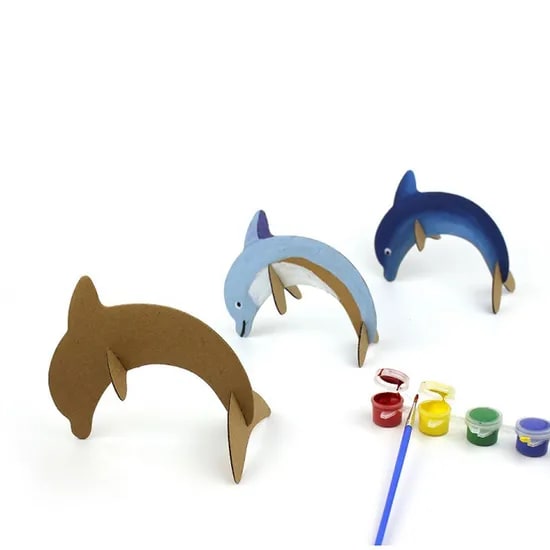 Custom DIY Figures for Kids Cardboard 3D Puzzle Drawing Toys 6 Gouache Color + 1 Brush Paper Kit