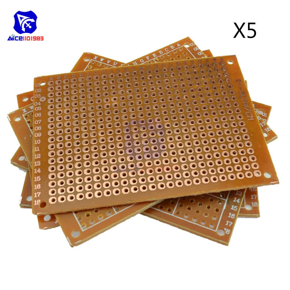 5PCS Universal PCB Board 50x70 mm 2.54mm Hole Pitch DIY Prototype Paper Printed Circuit Panel 5x7 cm Single Sided