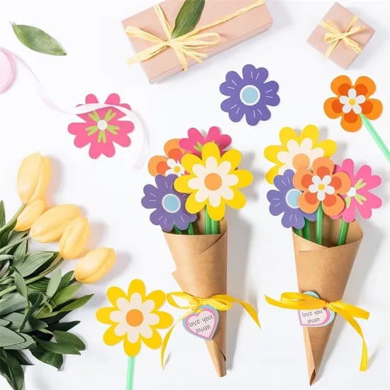 DIY Spring Flower Paper Pot Craft Kits Creative Paste Toys Make Colorful Sunflowers Fun Floral Art Activities Gift