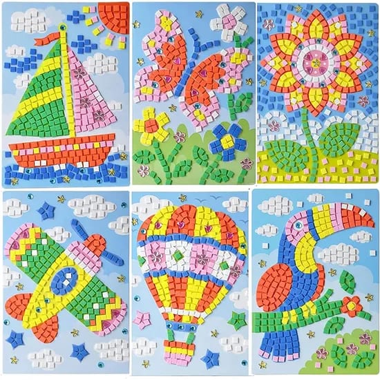 DIY Handmade Art Kits Sticker Art Sticky for Kids Sticky Mosaic Painting Kit