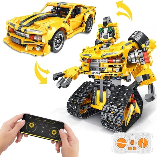 Panlos 901PCS Remote & APP Controlled Robot Building Toys 2 in 1 Programmable Robotic Construction Kit Stem Projects Transform Toys