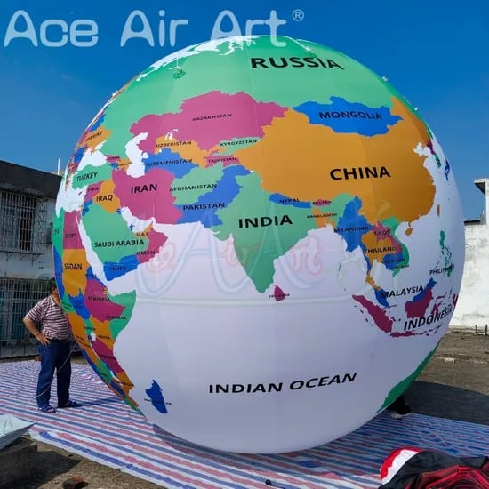 Outdoor Large LED Lighted Inflatable Earth Globe Balloon Planets Educational Exhibition Display Decoration